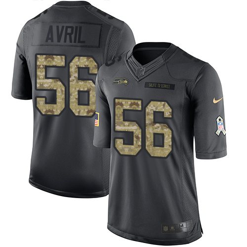 Youth Limited Cliff Avril Nike Jersey Black - #56 2016 Salute to Service NFL Seattle Seahawks